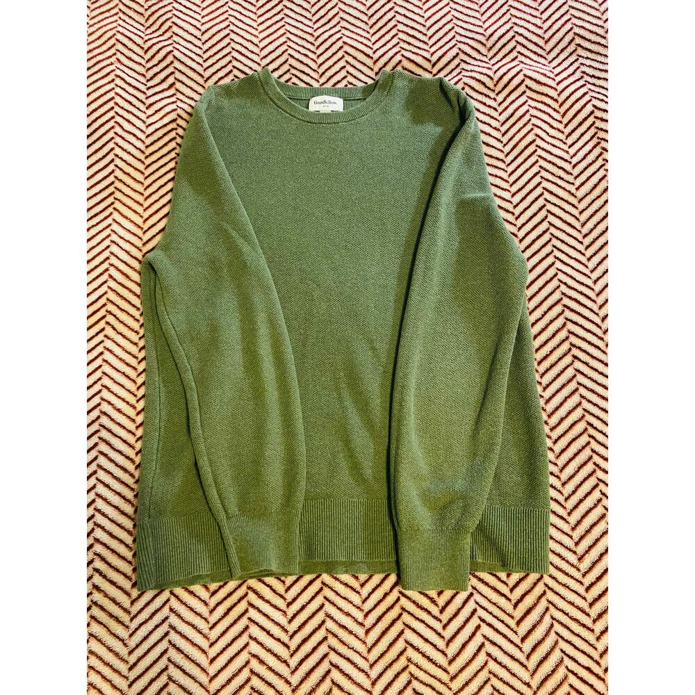 Goodfellow & Co Green Crewneck Cotton Sweater, Size L, Excellent Condition